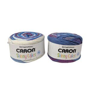 X2 Caron Skinny Cakes Blueberry Pudding 18003 Blue Purple Acrylic Yarn 8.8 oz